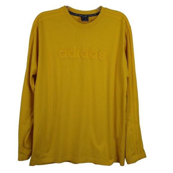 Adidas | Gold Logo Three Stripe Long Sleeve Cotton Pull On Shirt | Size L - Picture 1 of 10